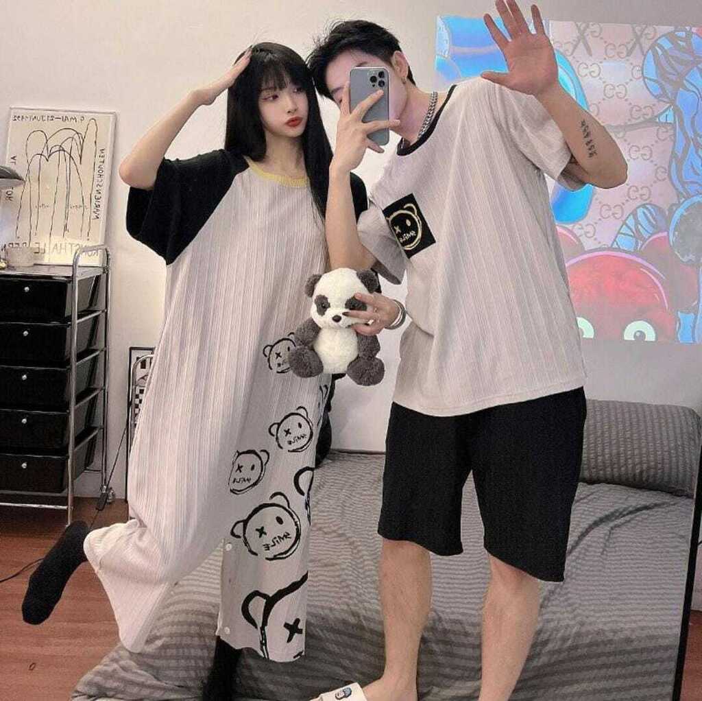 Pijamas individual para  Pareja Calidad Alta  (Hombre: Playera + Short | Mujer: Pijama Jumper) (G6,H6 G1,H1) ZL007 se vende por separado