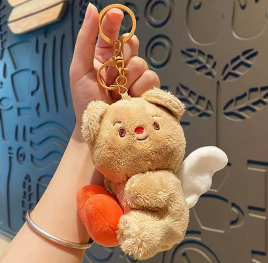 Llavero peluche de oso con alas vibradoras y corazon de (J1) MR01148