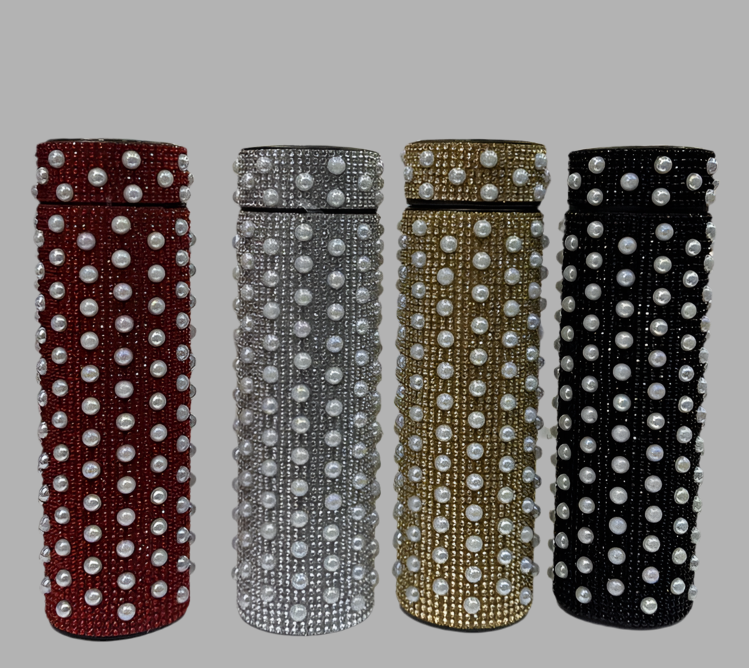 Termos pedrederia con perlas tipo diamante digital frío o caliente de 500ml (A2) 0007