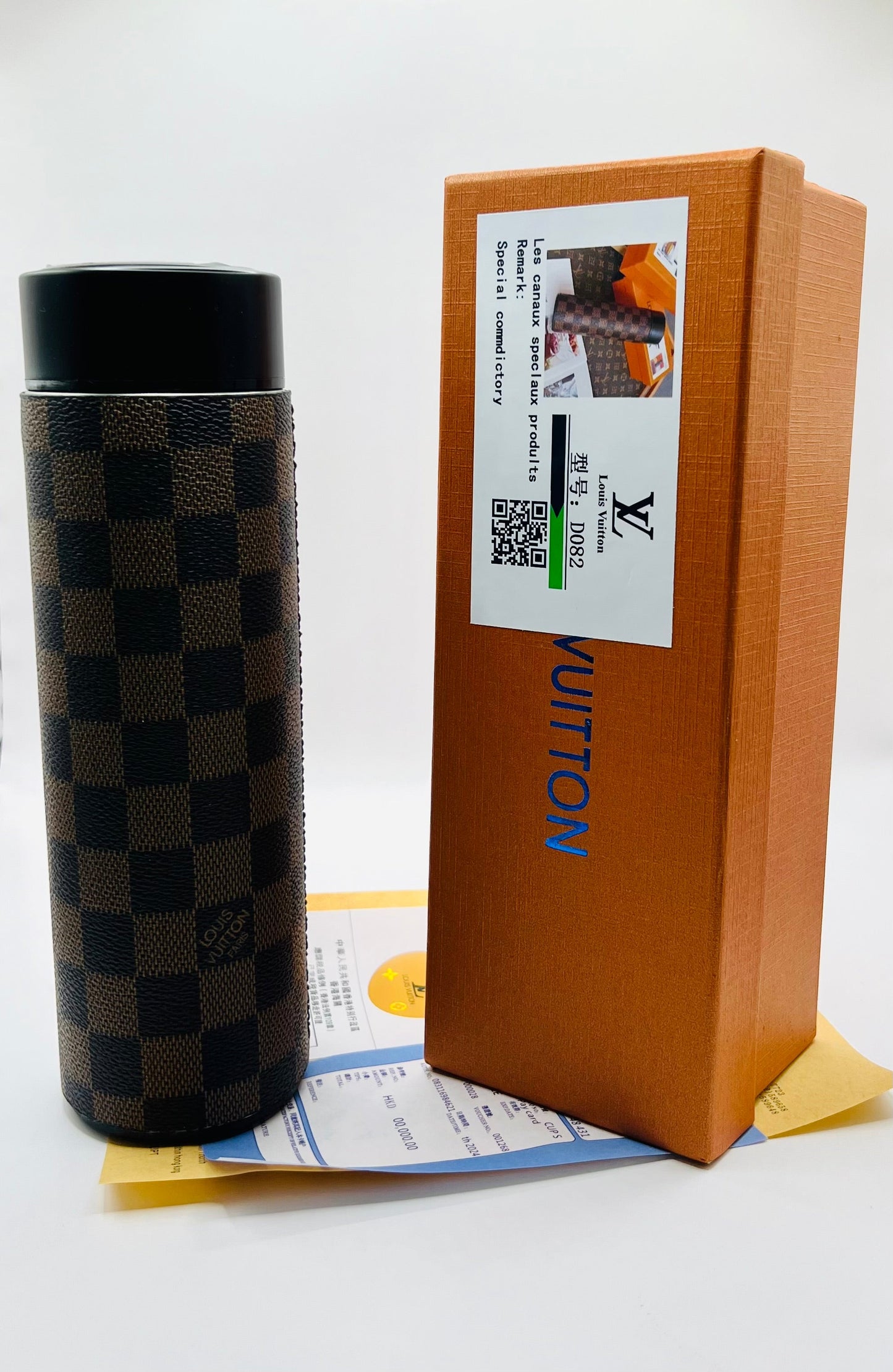 Termo Digital de Acero Inoxidable & Cuero Sintetico 500 ml (Incluye: caja, cubre polvo y certificado) (A3)