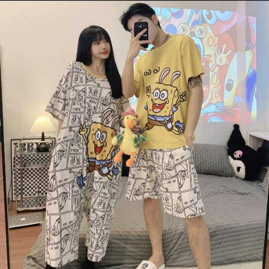 Pijamas individual para  Pareja Calidad Alta  (Hombre: Playera + Short | Mujer: Pijama Jumper) (G6,H6 G1,H1) ZL007 se vende por separado