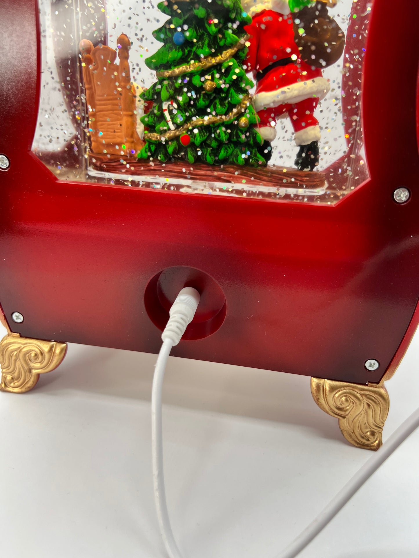 Teléfono Vintage Navideño con Luz, Brillo, Nieve y Música 🎄D-21666 y 10 melodías navideñas