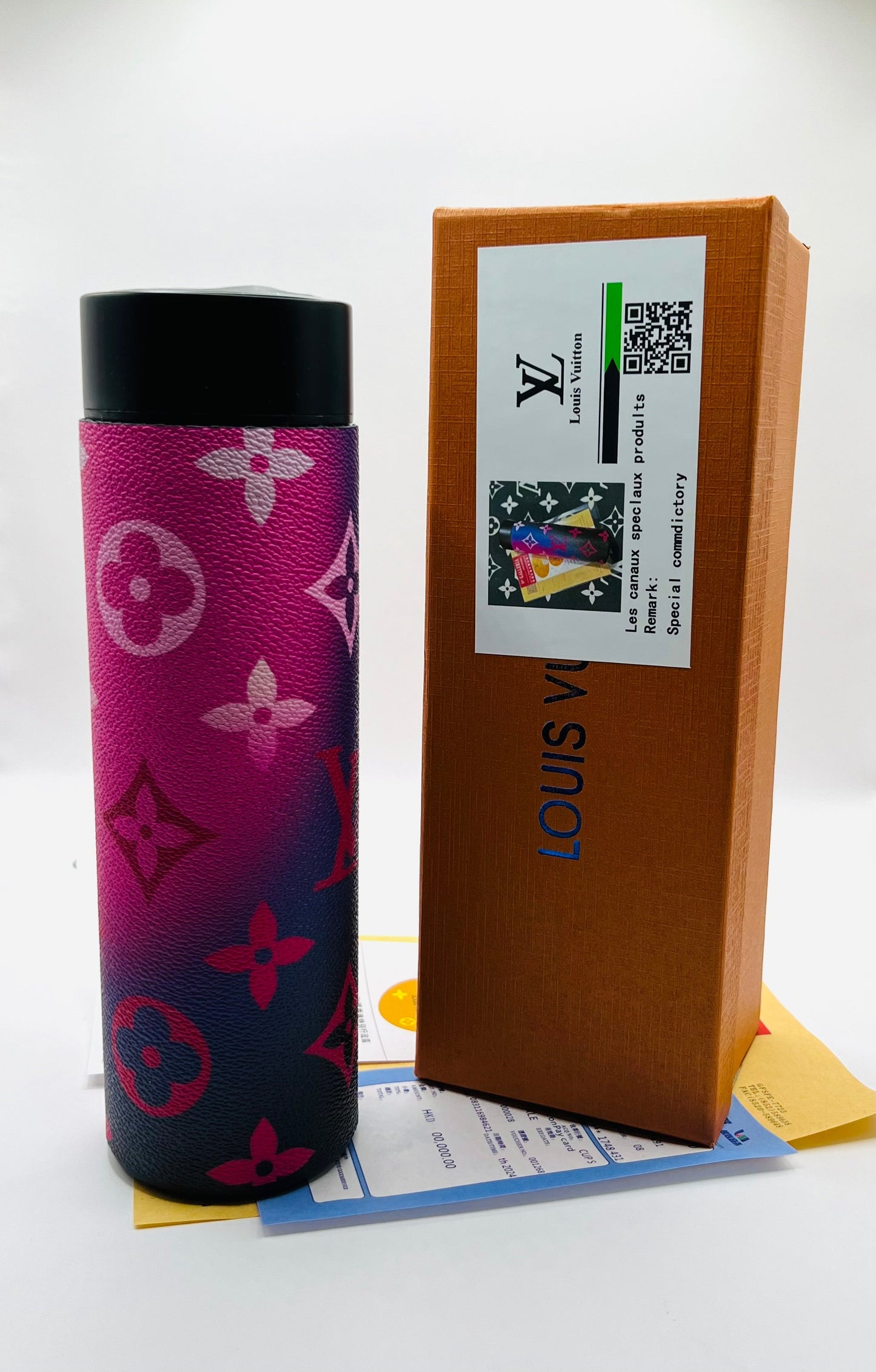 Termo Digital de Acero Inoxidable & Cuero Sintetico 500 ml (Incluye: caja, cubre polvo y certificado) (A3)