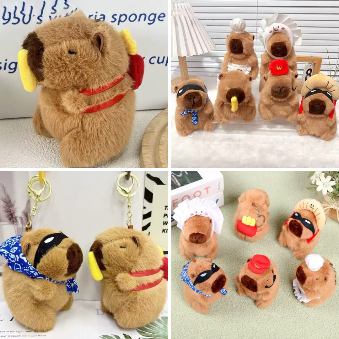 Llavero Capibara Comida Rápida con Cuernos y Papas Fritas cm, Magnético (J2) | MRBL-65