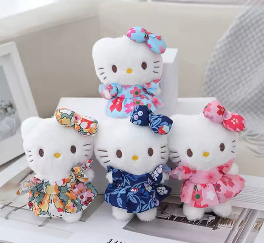 Llavero de peluche HK con vestído de flores y moño de  (J2) MR01015