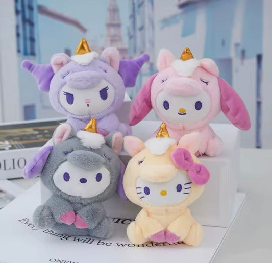 llavero peluche de personajes HK de con pijamas de unicornio (J2) MR01083