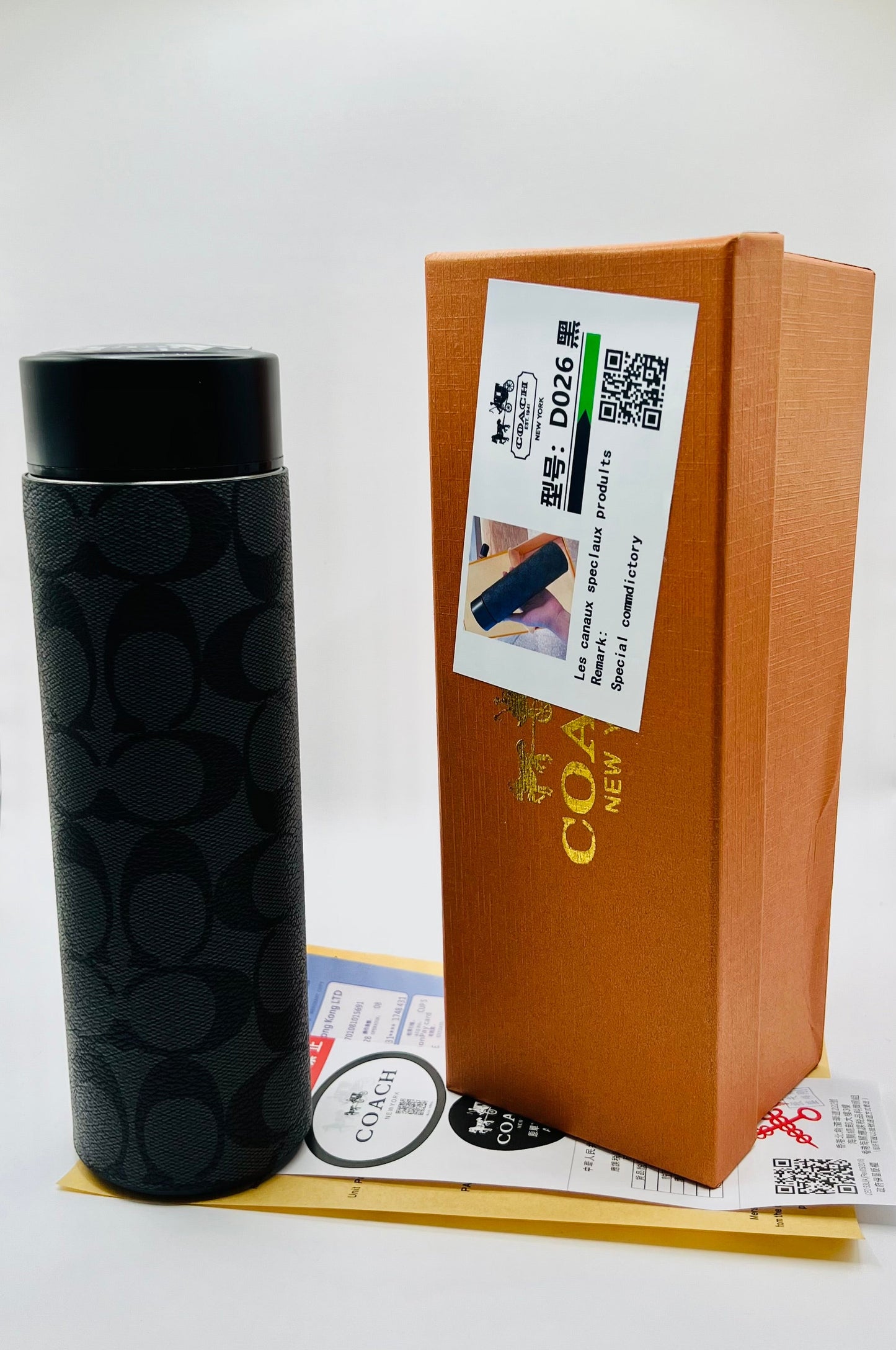 Termo Digital de Acero Inoxidable & Cuero Sintetico 500 ml (Incluye: caja, cubre polvo y certificado) (A3)