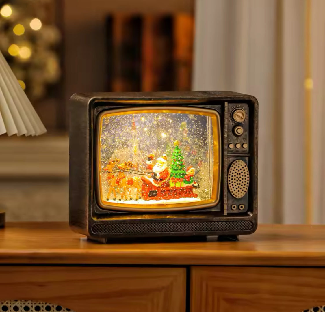 Televisión vintage  tamaño grande  Navideño con Luz, Música y Nieve con 10 Melodías navideñas 3091