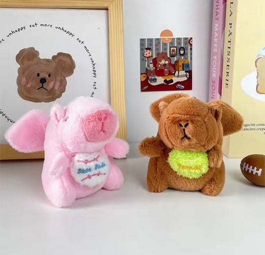 Llavero peluche Capibara con pelota de tenis con alas 🪽 vibratorias (J2)  222222
