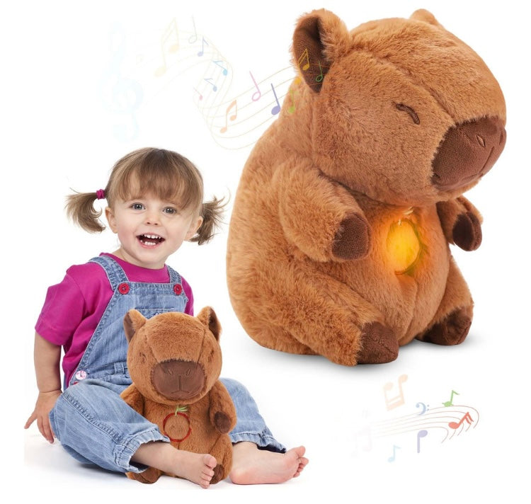 Peluche Capibara con Sonido de Respiración Antiestrés, Ideal para Descansar y Tener Dulces Sueños HX-50