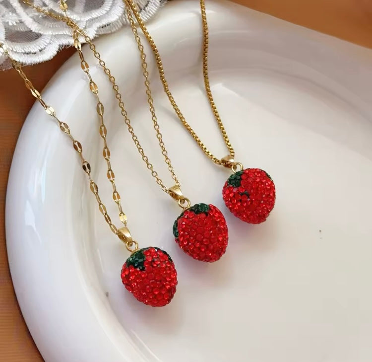 Collar de acero con dije de cerezas 🍒 modelo 2427  (H3)