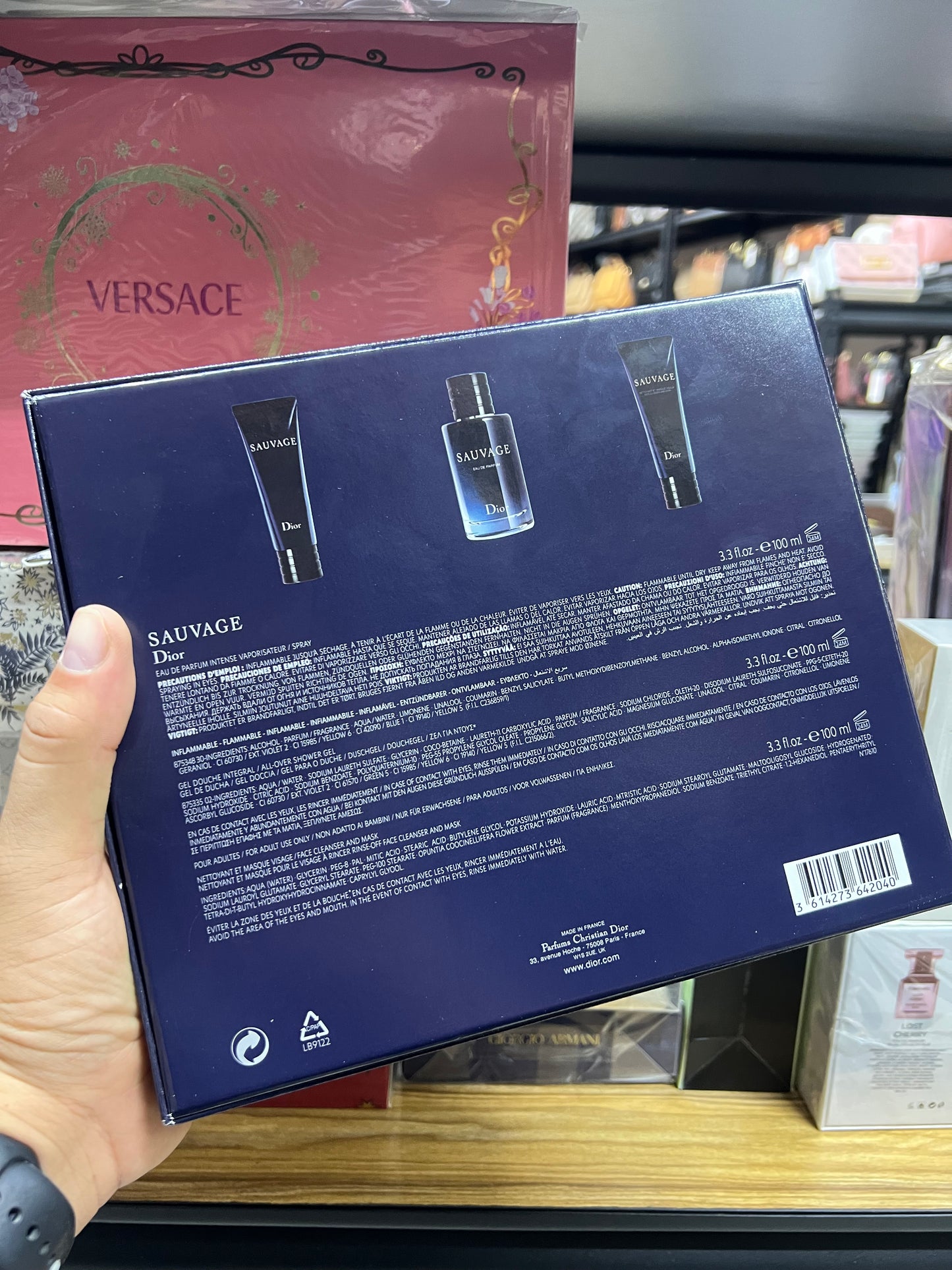 Set Dior Sauvage: Eau de parfum 100 ml + Gel de ducha 100 ml + Limpiador facial & mascarilla