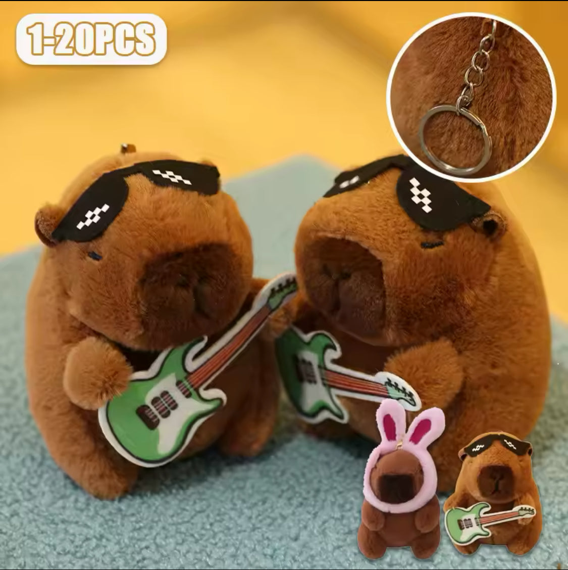 Llavero Capibara de Peluche con Gorro Quita-Pon&Mochila cm  (J2) 0044