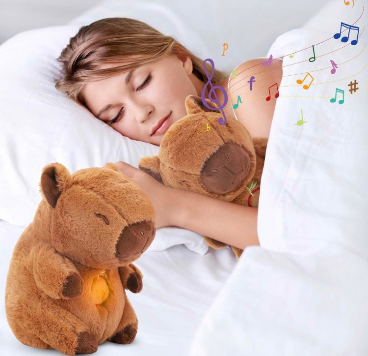 Peluche Capibara con Sonido de Respiración Antiestrés, Ideal para Descansar y Tener Dulces Sueños  HX-50