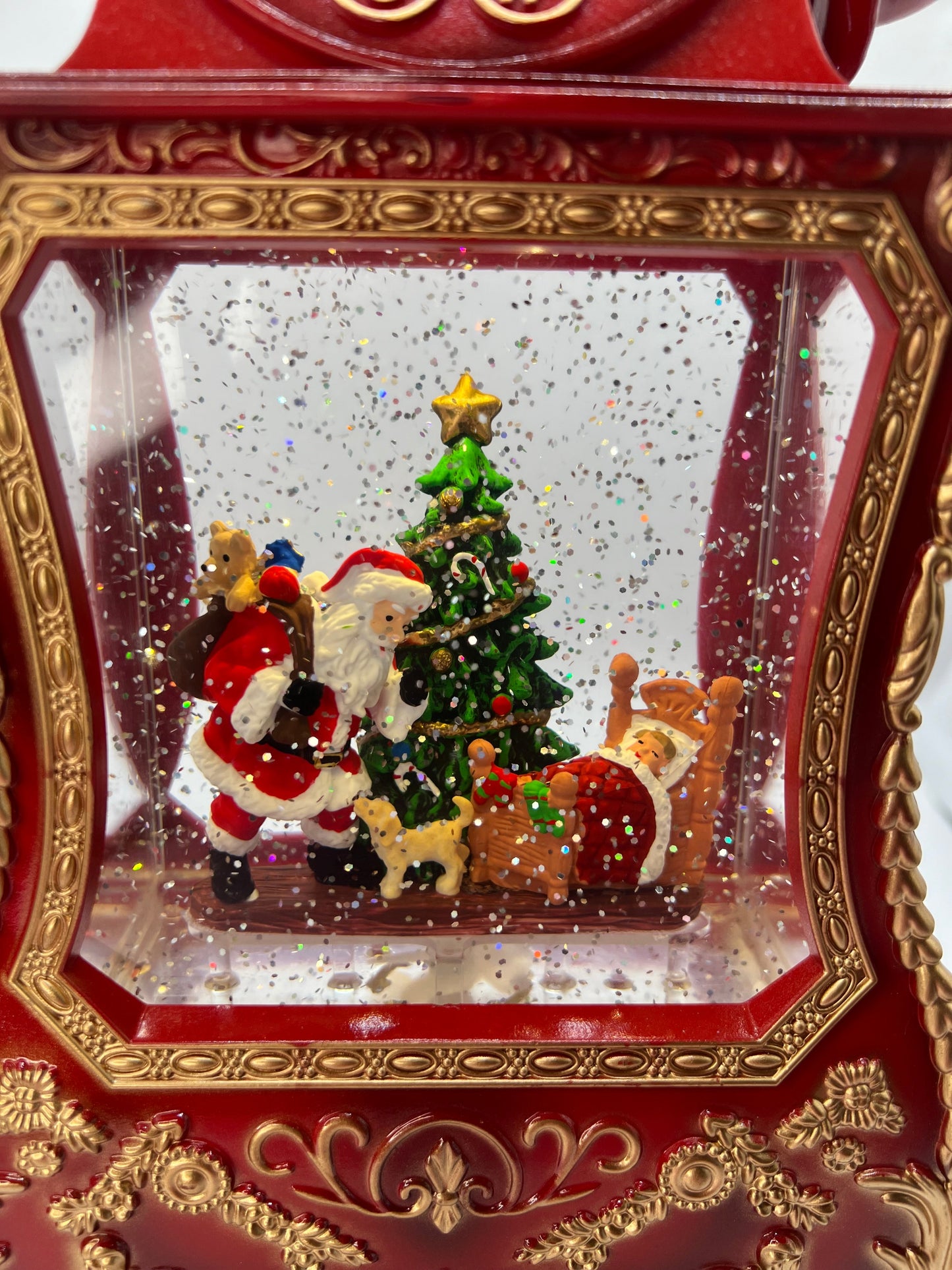 Teléfono Vintage Navideño con Luz, Brillo, Nieve y Música 🎄D-21666 y 10 melodías navideñas