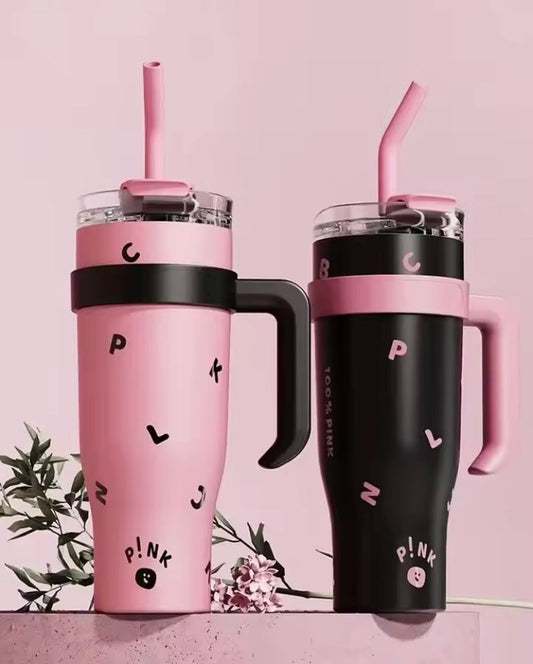 Termo pink con aza calidad premium con Popote Acero Inoxidable 1.2 L (A2) 1348XW