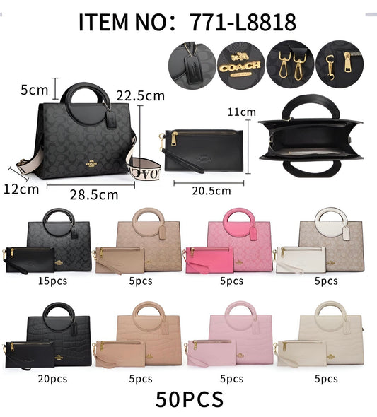 Bolsa C Cocodrilo  Dúo con Pochette y Muñequera 771-L8818-1