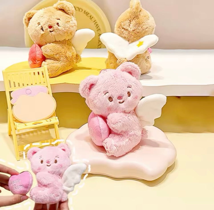 Llavero peluche de oso con alas vibradoras y corazon de (J1) MR01148