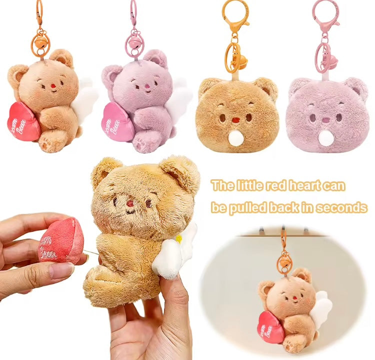 Llavero peluche de oso con alas vibradoras y corazon de (J1) MR01148