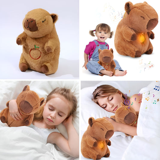 Peluche Capibara con Sonido de Respiración Antiestrés, Ideal para Descansar y Tener Dulces Sueños  HX-50