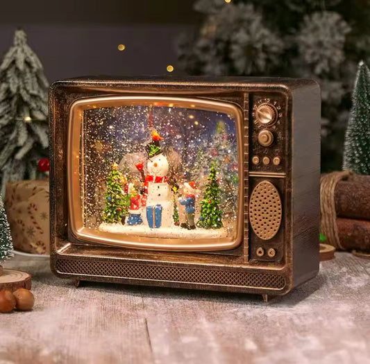 Televisión vintage  tamaño grande  Navideño con Luz, Música y Nieve con 10 Melodías navideñas 3091
