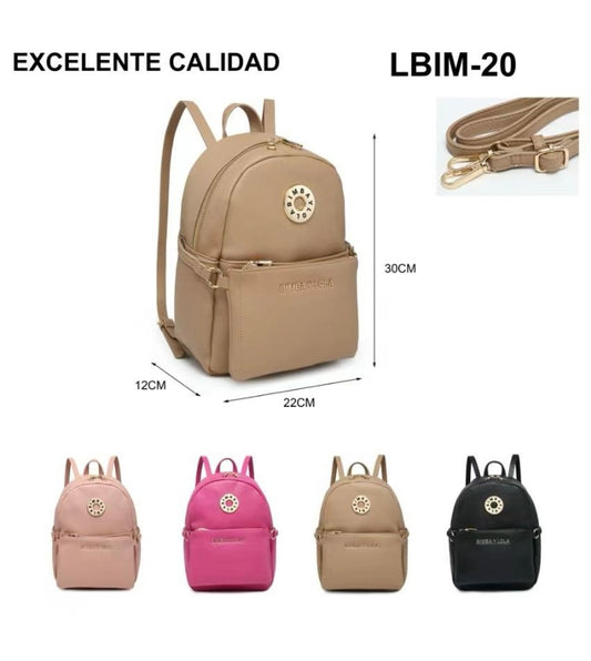 Mochila doble para dama vinipiel y mariconera bambi  y Lolu LBIM-20 (D4)