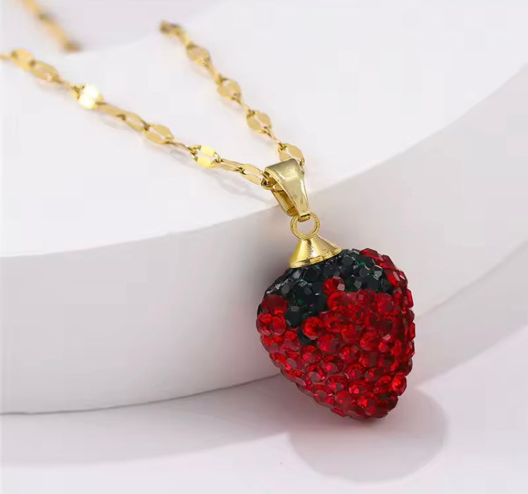 Collar de acero con dije de cerezas 🍒 modelo 2427  (H3)