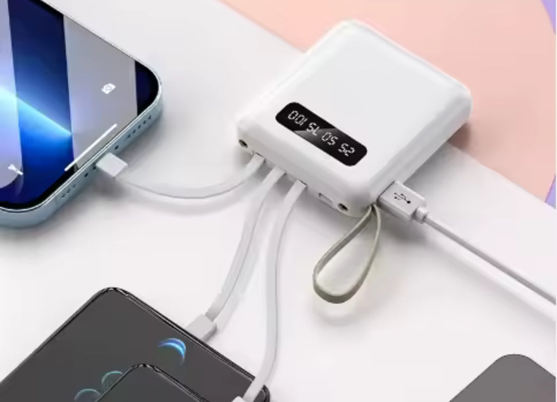 PowerBank Batería portátil con lámpara led y marcador digital para cargar celular con 4 entradas para cargar diferentes dispositivos +10 Diseños Diferentes  (B2) LU3834