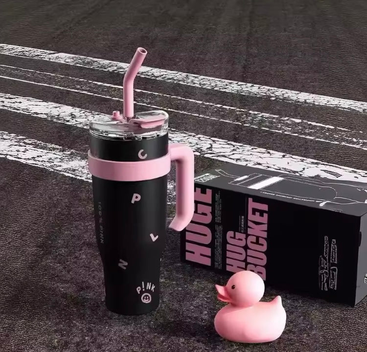 Termo pink con aza calidad premium con Popote Acero Inoxidable 1.2 L (A2) 1348XW