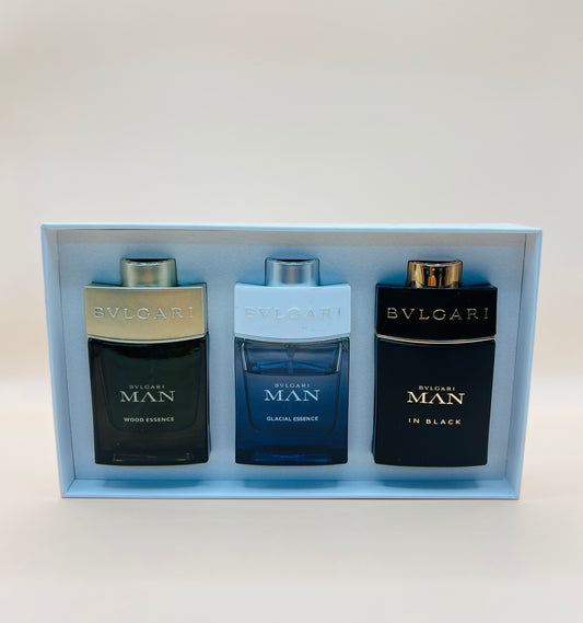🌿 Set Bvlgari Man 3 x 30 ml | Wood Essence – Glacial Essence – In Black ✨