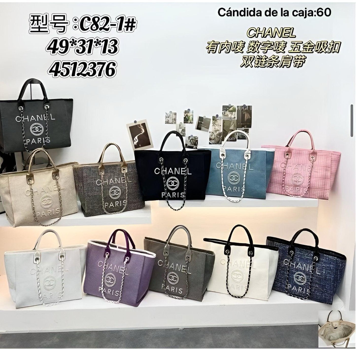 Bolsa Tote hermosa con acabado y grabado en tela y perlas C82-1