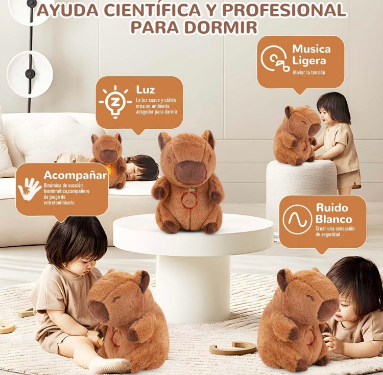 Peluche Capibara con Sonido de Respiración Antiestrés, Ideal para Descansar y Tener Dulces Sueños  HX-50