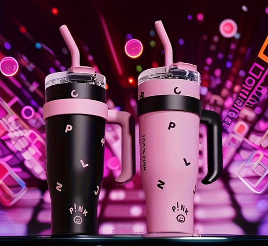 Termo pink con aza calidad premium con Popote Acero Inoxidable 1.2 L (A2) 1348XW