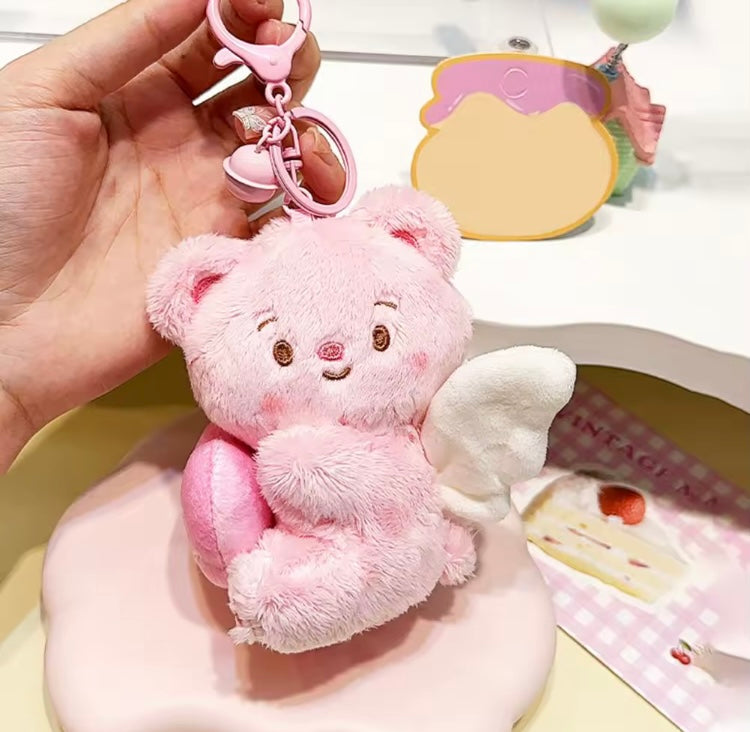 Llavero peluche de oso con alas vibradoras y corazon de (J1) MR01148