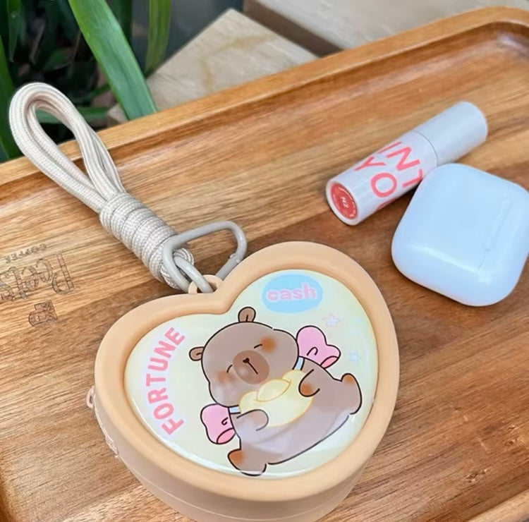 Llavero monedero de silicon Capibara de corazon mod.  2914