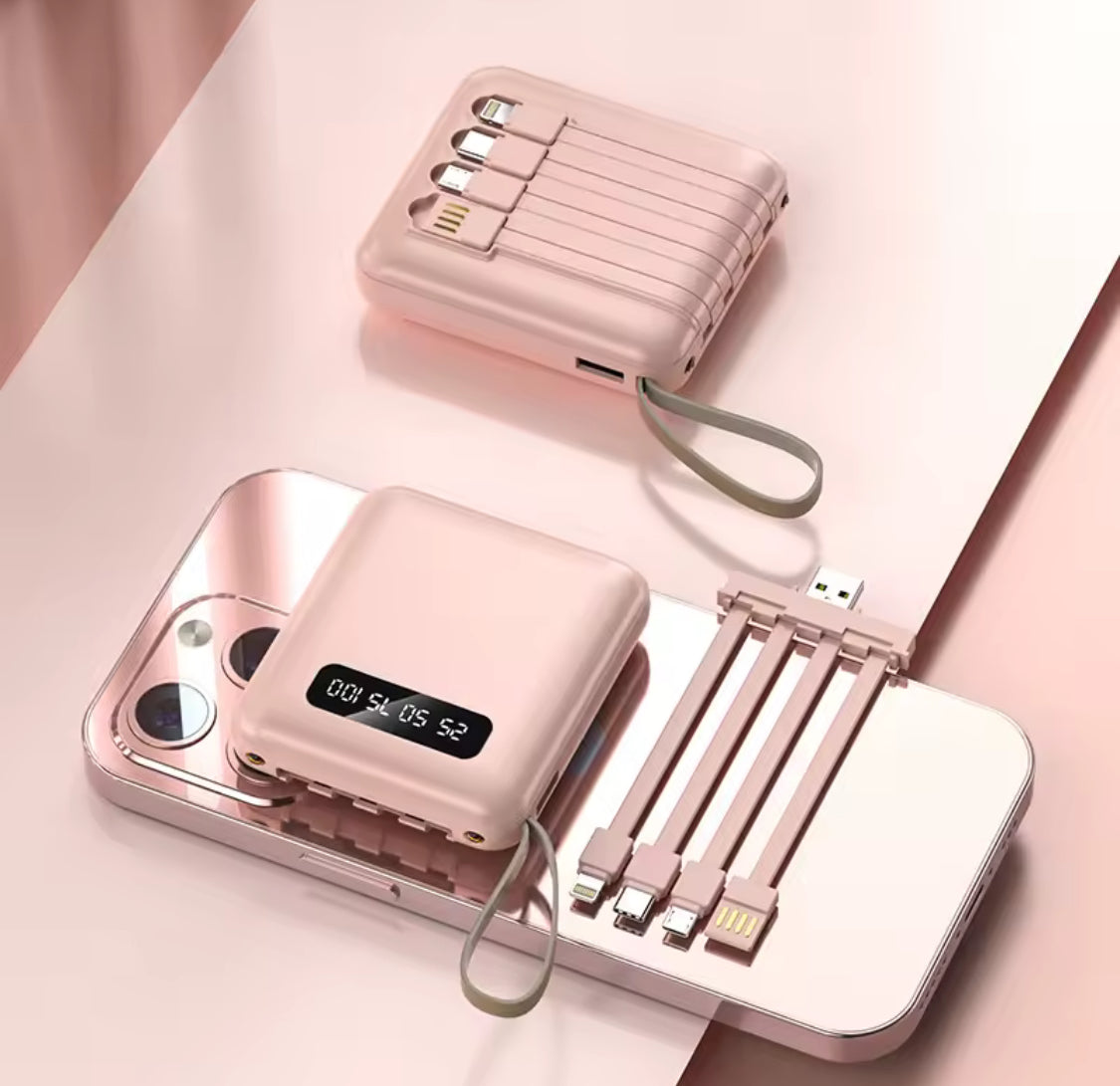 PowerBank Batería portátil con lámpara led y marcador digital para cargar celular con 4 entradas para cargar diferentes dispositivos +10 Diseños Diferentes  (B2) LU3834