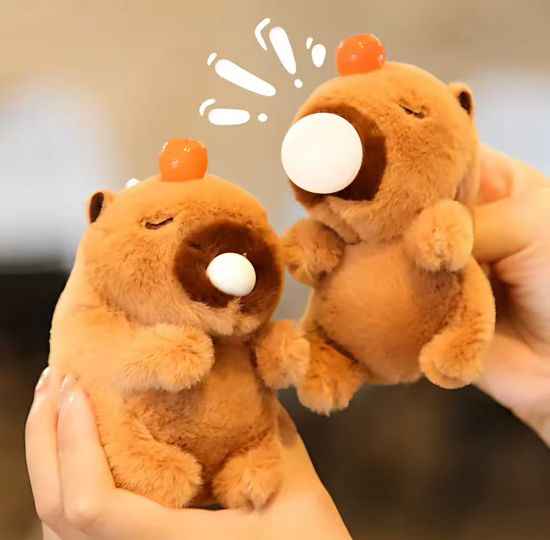 Llavero Capibara de Peluche con Gorro Quita-Pon&Mochila cm  (J2) 0044