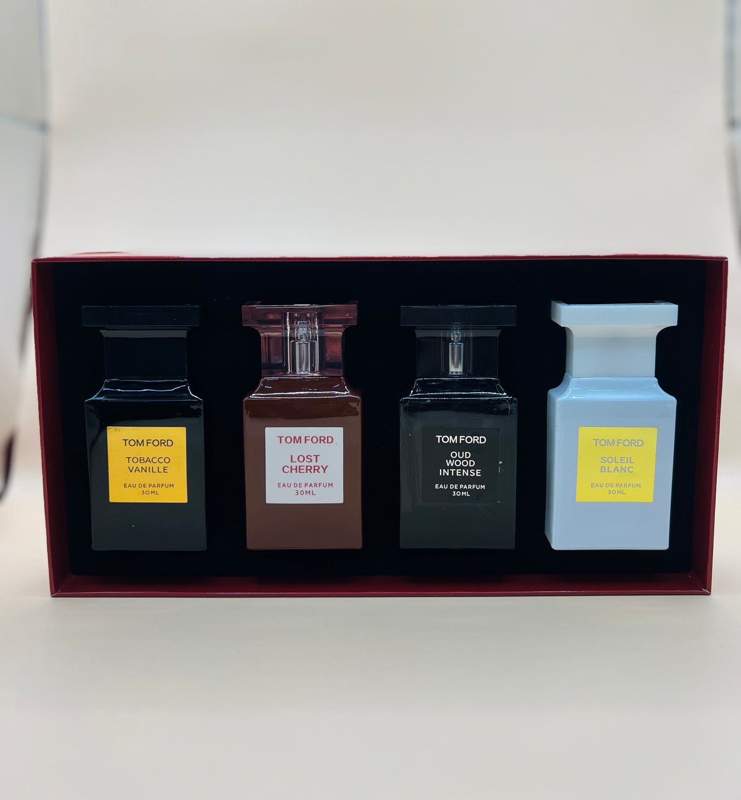 Set Tom Ford 4 x 30 ml | Tobacco Vanille – Lost Cherry – Oud Wood – Soleil Blanc
