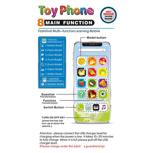 Telefono Movil De Aprendizaje Para Niños Musica Y Luces Toy Phone,Tactil. - Cosmo Girl Fashion Telefono de Aprendizaje
